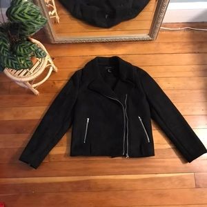 black faux suede moto jacket